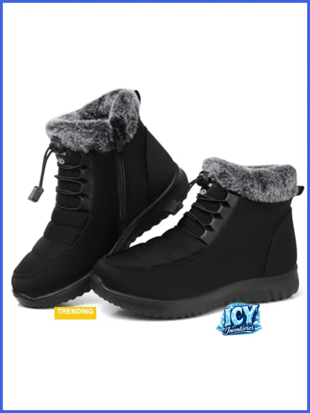 Warm Faux Fur Lined Winter Snow Boots for Women Water Resistant Slip On Zipper